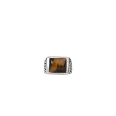 925 Silver Tiger Eye Men's Sterling Silver Ring - Bold Natural Gemstone, Unique Design, Perfect Statement Jewelry for Him