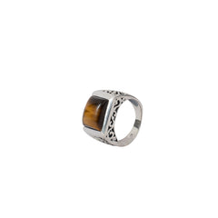 925 Silver Tiger Eye Men's Sterling Silver Ring - Bold Natural Gemstone, Unique Design, Perfect Statement Jewelry for Him