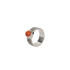 Carnelian Stone Men's Sterling Silver Ring - Bold Natural Gemstone, Unique Design, Perfect for Everyday Wear