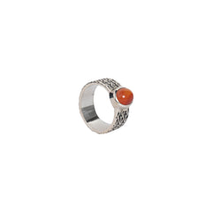 Carnelian Stone Men's Sterling Silver Ring - Bold Natural Gemstone, Unique Design, Perfect for Everyday Wear