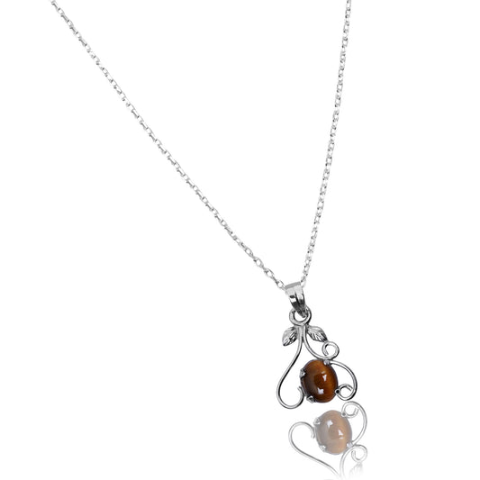 925 Sterling Silver Tiger Eye Pendant chain for Women | Authentic Silver Jewelry | Handcrafted Elegant Gift