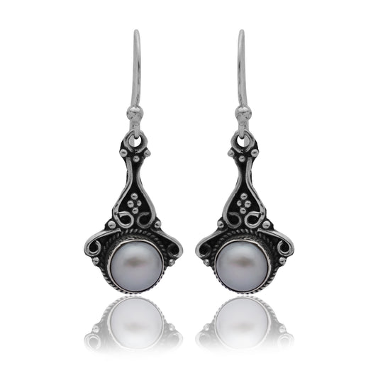 925 Sterling Silver Pearl Earrings for Women | Authentic Silver Jewelry | Handcrafted Elegant Gift