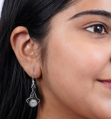 925 Sterling Silver Pearl Earrings for Women | Authentic Silver Jewelry | Handcrafted Elegant Gift