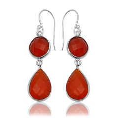 925 Sterling Silver Carnelian Earrings for Women | Authentic Silver Jewelry | Handcrafted Elegant Gift