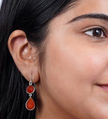 925 Sterling Silver Carnelian Earrings for Women | Authentic Silver Jewelry | Handcrafted Elegant Gift