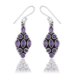925 Sterling Silver Amethyst Earrings for Women | Authentic Silver Jewelry | Handcrafted Elegant Gift