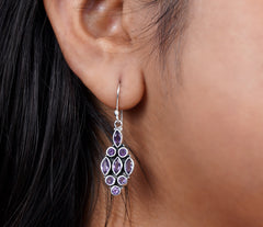 925 Sterling Silver Amethyst Earrings for Women | Authentic Silver Jewelry | Handcrafted Elegant Gift