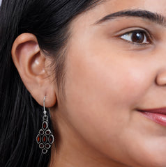925 Sterling Silver Garnet Earrings for Women | Authentic Silver Jewelry | Handcrafted Elegant Gift