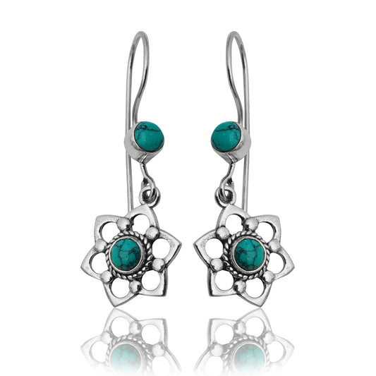 925 Sterling Silver Turquoise Earrings for Women | Authentic Silver Jewelry | Handcrafted Elegant Gift