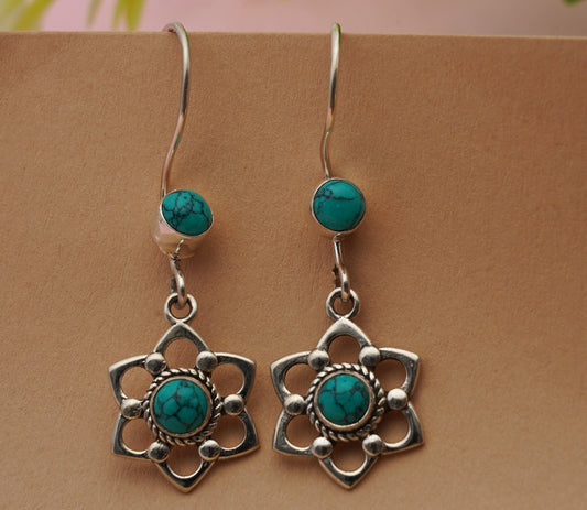 925 Sterling Silver Turquoise Earrings for Women | Authentic Silver Jewelry | Handcrafted Elegant Gift