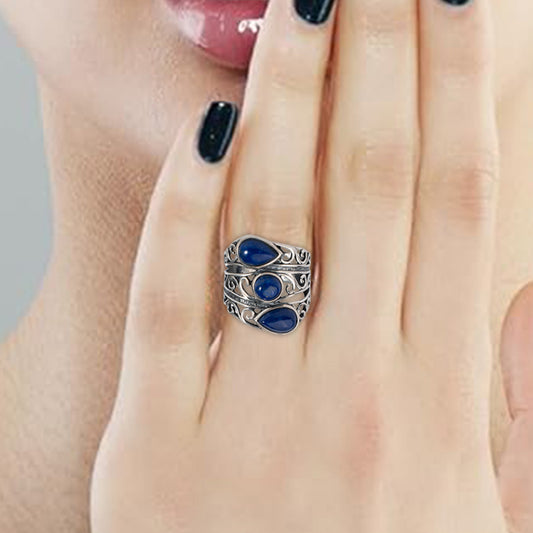 925 Silver Luxury Silver Jewelry: Exquisite Lapis Lazuli Rings, Elegant Earrings, Unique Eartops – Timeless Elegance for Every Occasion