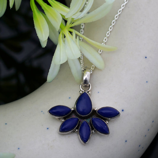 925 Sterling Silver Lapis Pendant chain for Women | Authentic Silver Jewelry | Handcrafted Elegant Gift