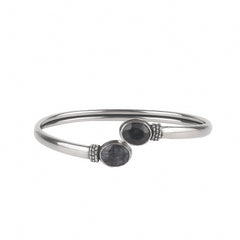 Fusionari 925 Sterling Silver Blue Sapphire Bangle | Elegant Gemstone Jewelry for Women | Royal Blue Stone Bracelet