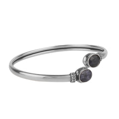 Fusionari 925 Sterling Silver Blue Sapphire Bangle | Elegant Gemstone Jewelry for Women | Royal Blue Stone Bracelet