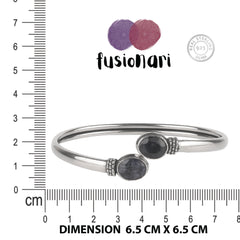 Fusionari 925 Sterling Silver Blue Sapphire Bangle | Elegant Gemstone Jewelry for Women | Royal Blue Stone Bracelet