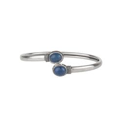 Fusionari 925 Sterling Silver Lapis Gemstone Bangle | Handcrafted Blue Stone Jewelry | Stylish Statement Bracelet