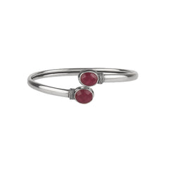 Fusionari 925 Sterling Silver Ruby Bangle for Women | Handcrafted Gemstone Jewelry | Elegant Traditional Design