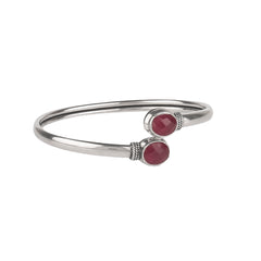 Fusionari 925 Sterling Silver Ruby Bangle for Women | Handcrafted Gemstone Jewelry | Elegant Traditional Design