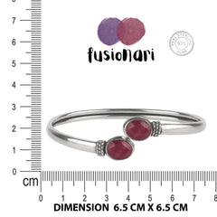 Fusionari 925 Sterling Silver Ruby Bangle for Women | Handcrafted Gemstone Jewelry | Elegant Traditional Design