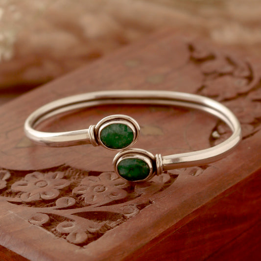 925 Sterling Silver Emerald Green Bangle for Women | Premium Gemstone Bracelet | Elegant Designer Jewelry