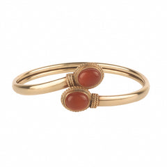 Fusionari 925 Sterling Silver Gold Plated Carnelian Bangle | Handcrafted Orange Gemstone Jewelry | Boho & Elegant Bracelet