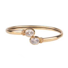 925 Sterling Silver AD Zircon Bangle | Sparkling Crystal Open Cuff Bracelet | Party & Festive Jewelry