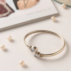 925 Sterling Silver AD Zircon Bangle | Sparkling Crystal Open Cuff Bracelet | Party & Festive Jewelry