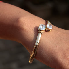 925 Sterling Silver AD Zircon Bangle | Sparkling Crystal Open Cuff Bracelet | Party & Festive Jewelry