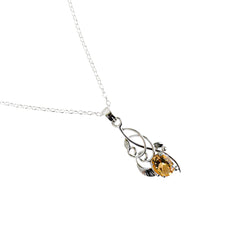 925 Sterling Silver Handcrafted Citrine Pendant Necklace – Stunning Flower Design with Natural Gemstones – Elegance Redefined