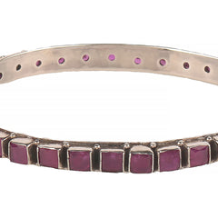 Fusionari 925 Sterling Silver Ruby Gemstone Bangle | Handmade Red Stone Jewelry | Festive & Elegant Accessory