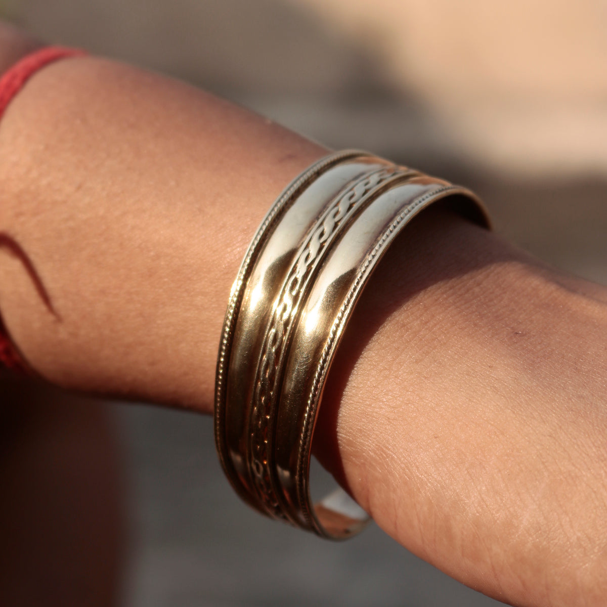 Fusionari 925 Sterling Silver Gold Plated Plain Cuff Bangle | Adjustable Silver Bracelet for Women | Everyday Wear Jewelry