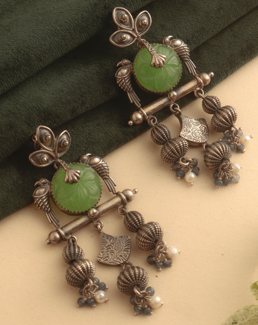 925 Sterling Silver Multistone Antique Silver Earrings for Women | Classic Gemstone Jewelry | Gift for Special Occasion and Casual
