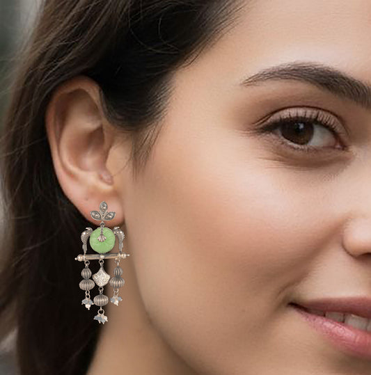 925 Sterling Silver Multistone Antique Silver Earrings for Women | Classic Gemstone Jewelry | Gift for Special Occasion and Casual