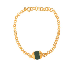 925 Sterling Silver Gold Plated Green Onyx Bracelet for Women | Deep Green Gemstone Bracelet | Stylish Everyday Jewelry