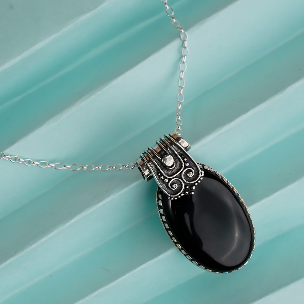 925 Silver Timeless Elegance: Handcrafted Luxury Silver Jewelry – Black Onyx Pendants,