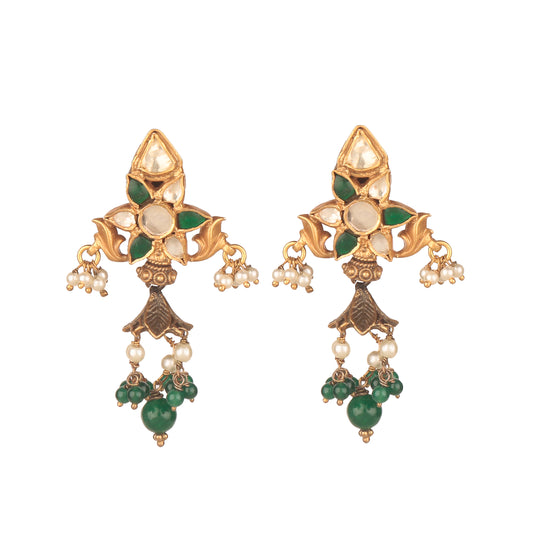925 Sterling Silver Multistone Gold Plated Earrings for Women | Multi Gemstone Jewelry | Party Wear & Festival Style