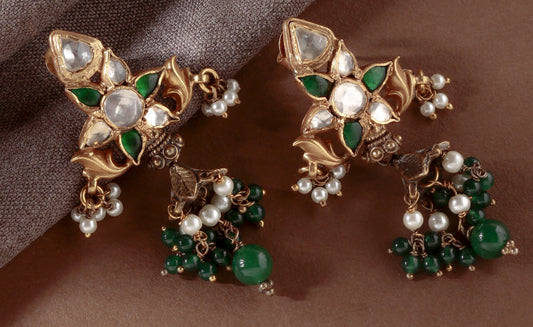 925 Sterling Silver Multistone Gold Plated Earrings for Women | Multi Gemstone Jewelry | Party Wear & Festival Style