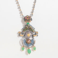 925 Sterling Silver Gold Plated Multistone Necklace for Women | Designer Handmade Jewelry | Vibrant Party Wear|| (Copy)
