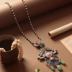 925 Sterling Silver Gold Plated Multistone Necklace for Women | Designer Handmade Jewelry | Vibrant Party Wear|| (Copy)