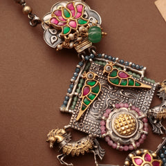 925 Sterling Silver Gold Plated Multistone Necklace for Women | Designer Handmade Jewelry | Vibrant Party Wear|| (Copy)