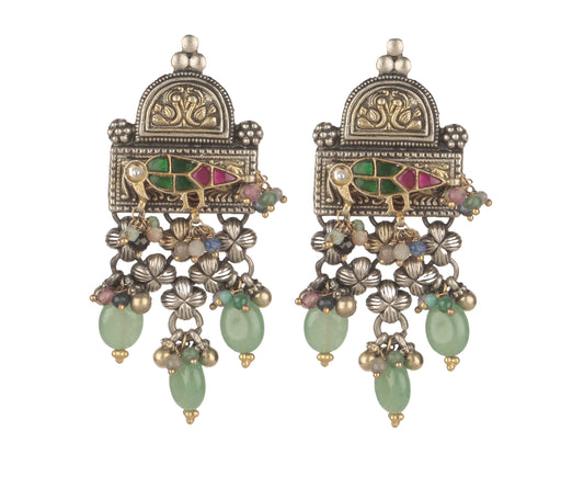925 Sterling Silver Multistone Earrings for Women | Trendy Ethnic Jewelry | Festive & Party Wear ||