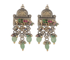 925 Sterling Silver Multistone Earrings for Women | Trendy Ethnic Jewelry | Festive & Party Wear ||