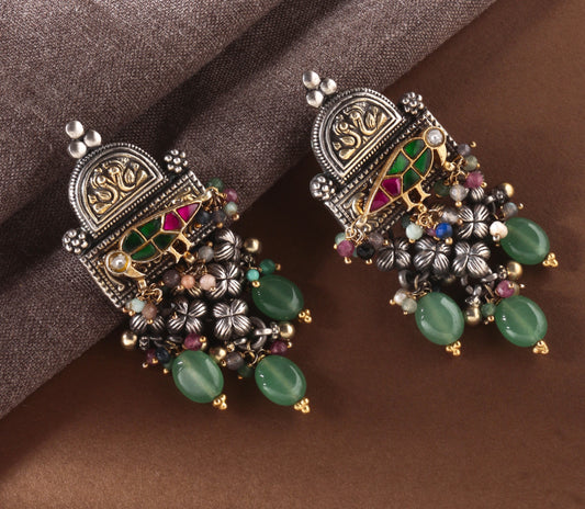 925 Sterling Silver Multistone Earrings for Women | Trendy Ethnic Jewelry | Festive & Party Wear ||