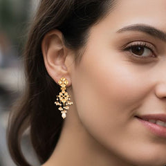 925 Sterling Silver Gold Plated Multistone Earrings for Women | Designer Handmade Jewelry | Vibrant Party Wear|| (Copy)