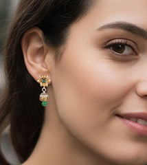925 Sterling Silver Green Onyx Earrings for Women | Deep Green Gemstone Jewelry | Stylish Party Wear