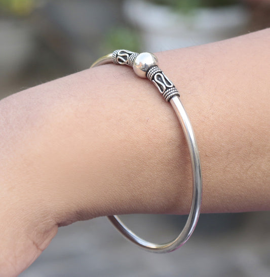925 Sterling Silver Bangle for Women | Flexible  Bracelet | handcrafted jewellery