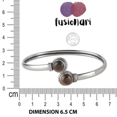 925 Sterling Silver Tiger Eye Bangle for Women | Natural Brown Gemstone Bracelet | Strength & Confidence Crystal