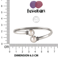 925 Sterling Silver Pearl Bangle for Women | Elegant White Pearl Bracelet | Classic Luxury Jewelry for Special Occasions