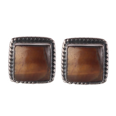 925 Sterling Silver Tiger Eye Earrings for Women | Natural Stone for Strength