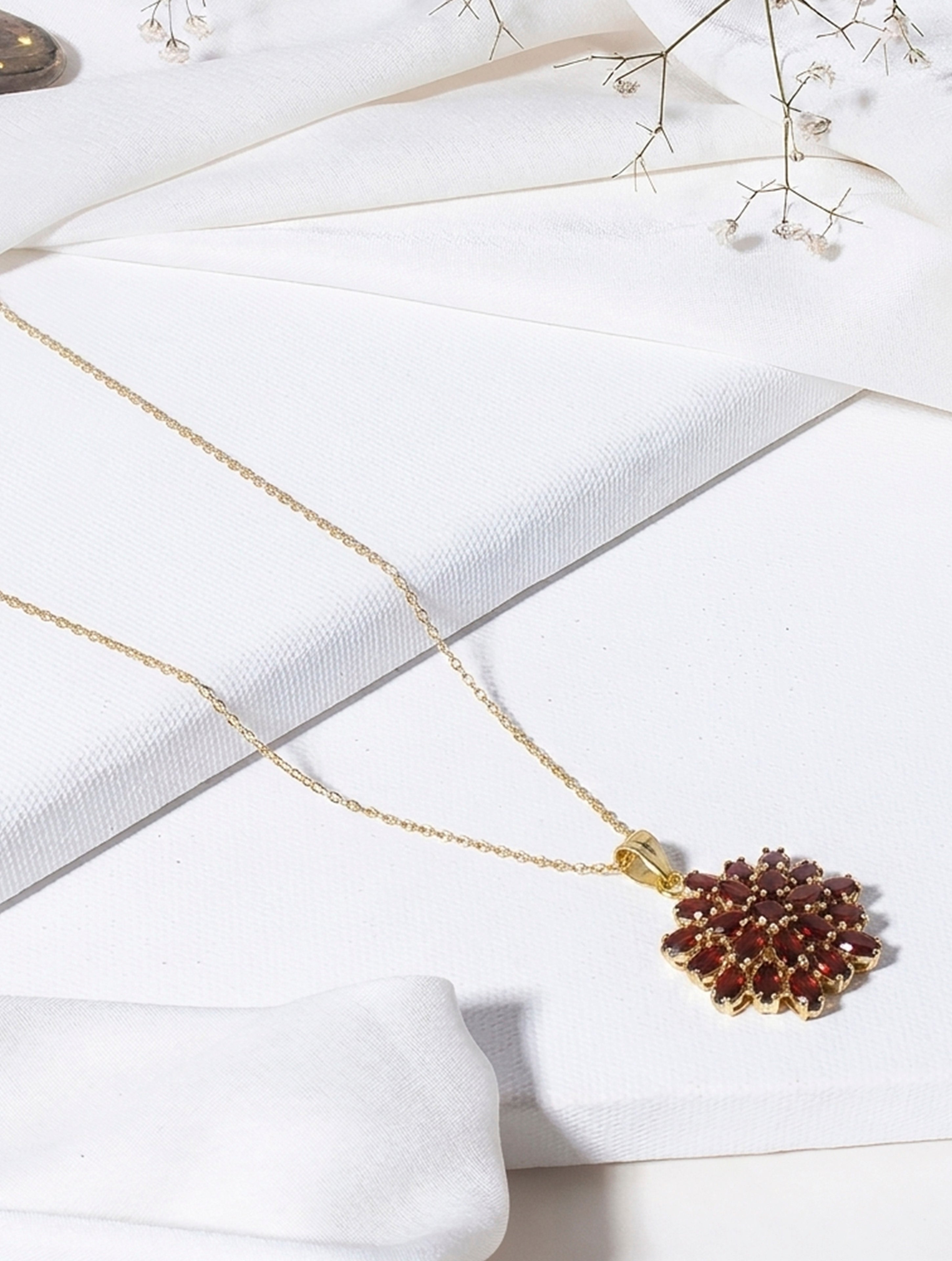 Gold Plated Garnet Pendant